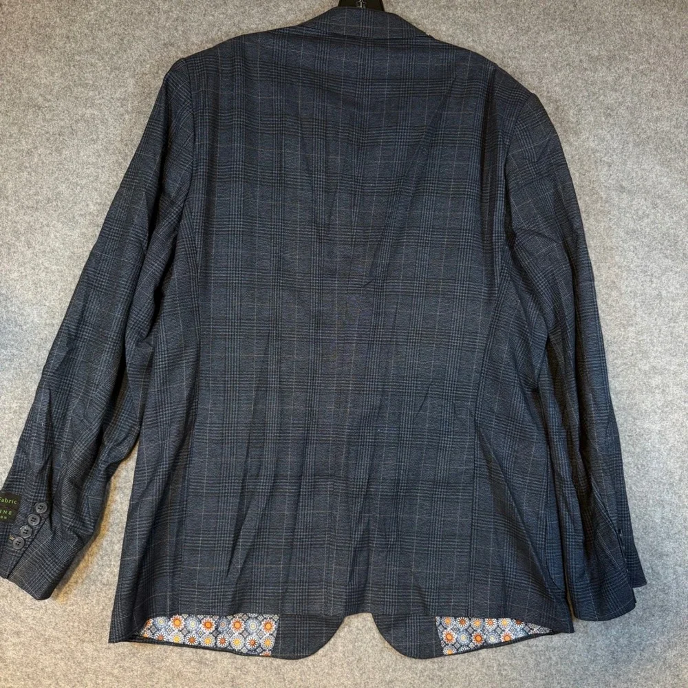 Tom Baine Mens Blue Glen Plaid Stretch Slim Fit Blazer Jacket 2XL 46 TBP81-1 NWT